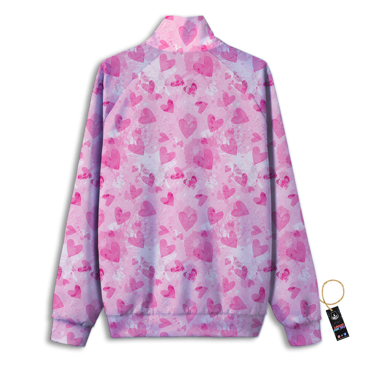 Pink Heart Cute Print Pattern Track Jacket-grizzshop