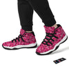 Pink Heart Valentine Print Pattern Black Bball Shoes-grizzshop