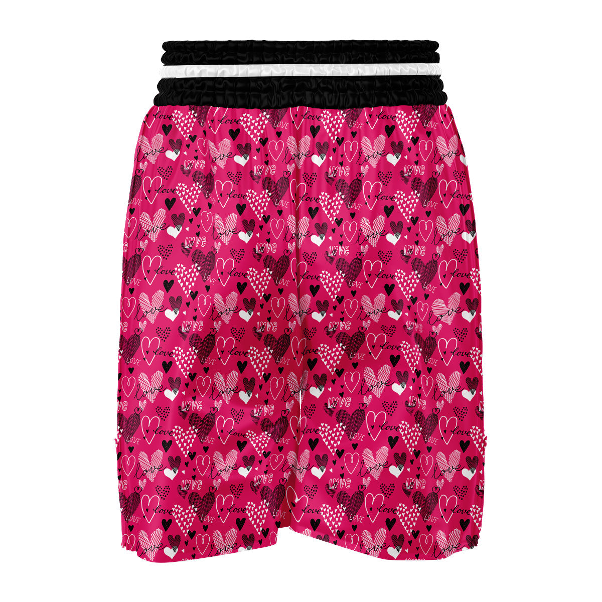 Pink Heart Valentine Print Pattern Boxing Shorts-grizzshop