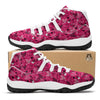 Pink Heart Valentine Print Pattern White Bball Shoes-grizzshop