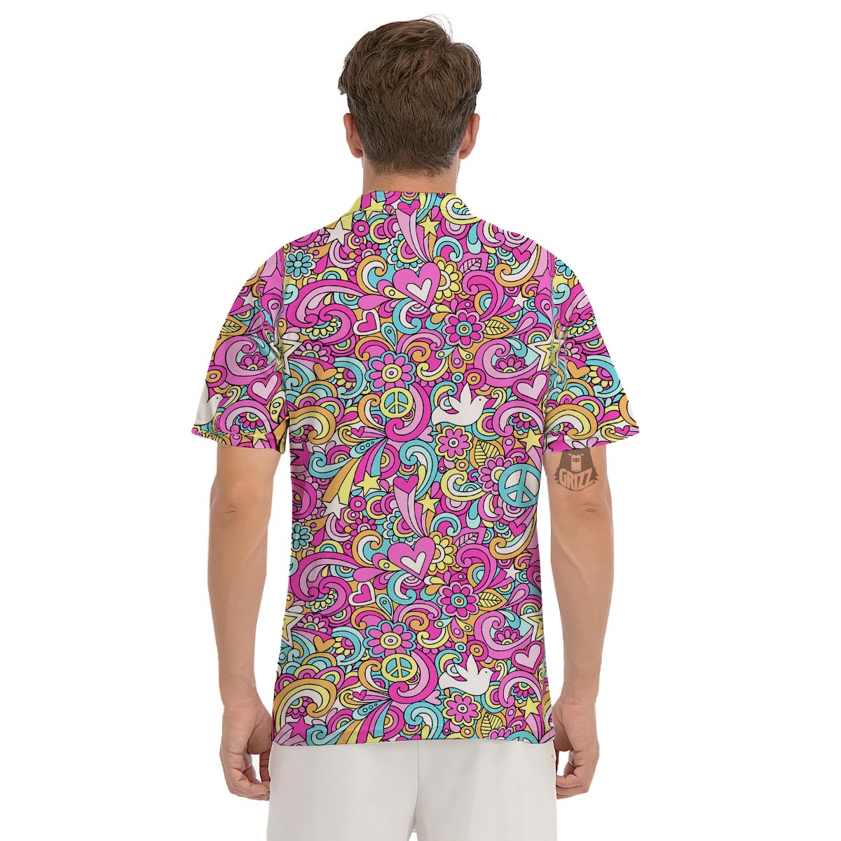 Pink Hippie Psychedelic Men's Golf Shirts-grizzshop