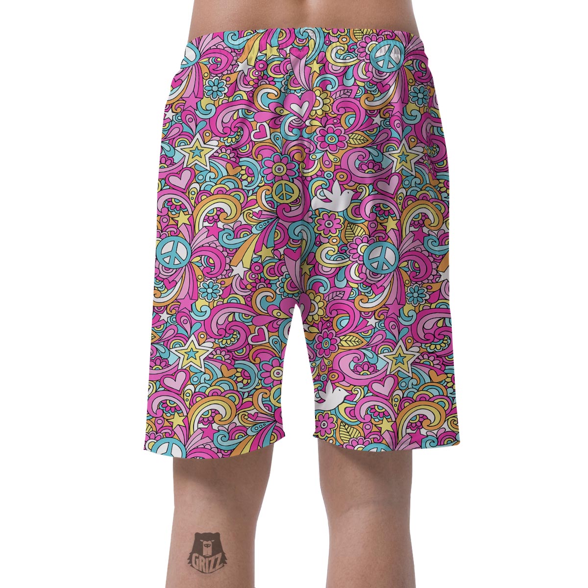 Pink Hippie Psychedelic Men's Shorts-grizzshop