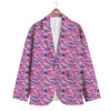 Pink Hokusai Print Pattern Men's Blazer-grizzshop