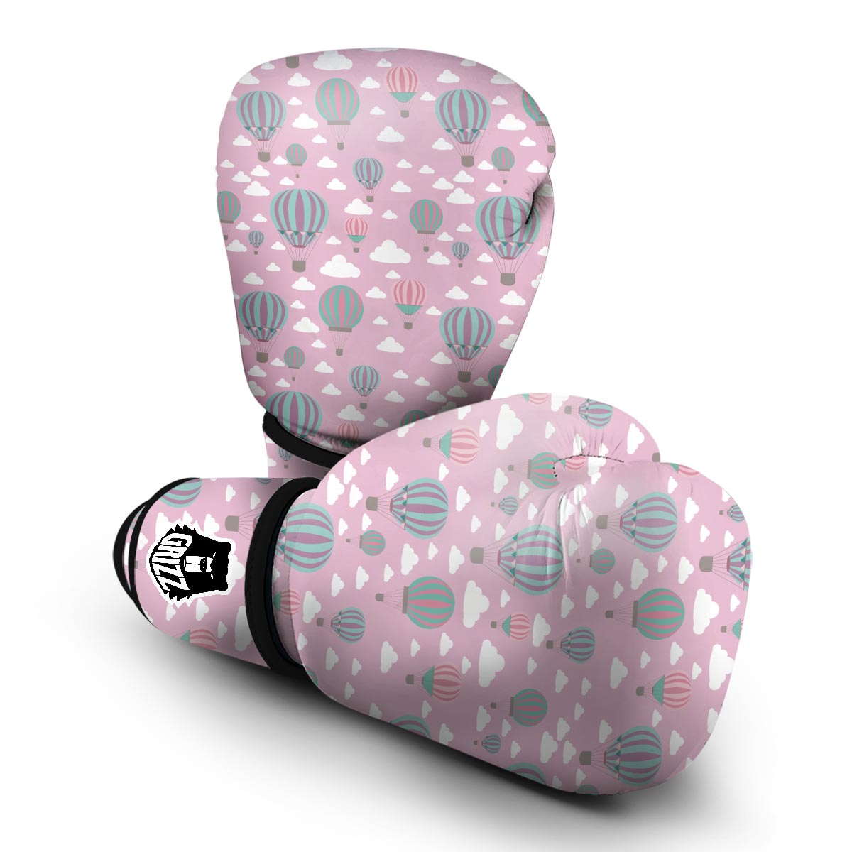 Pink Hot Air Balloon Pattern Print Boxing Gloves-grizzshop