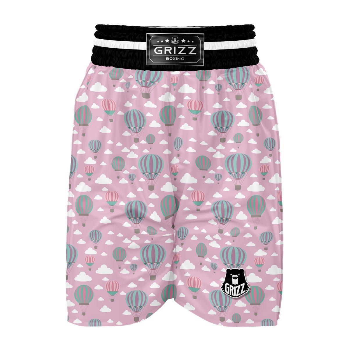 Pink Hot Air Balloon Pattern Print Boxing Shorts-grizzshop