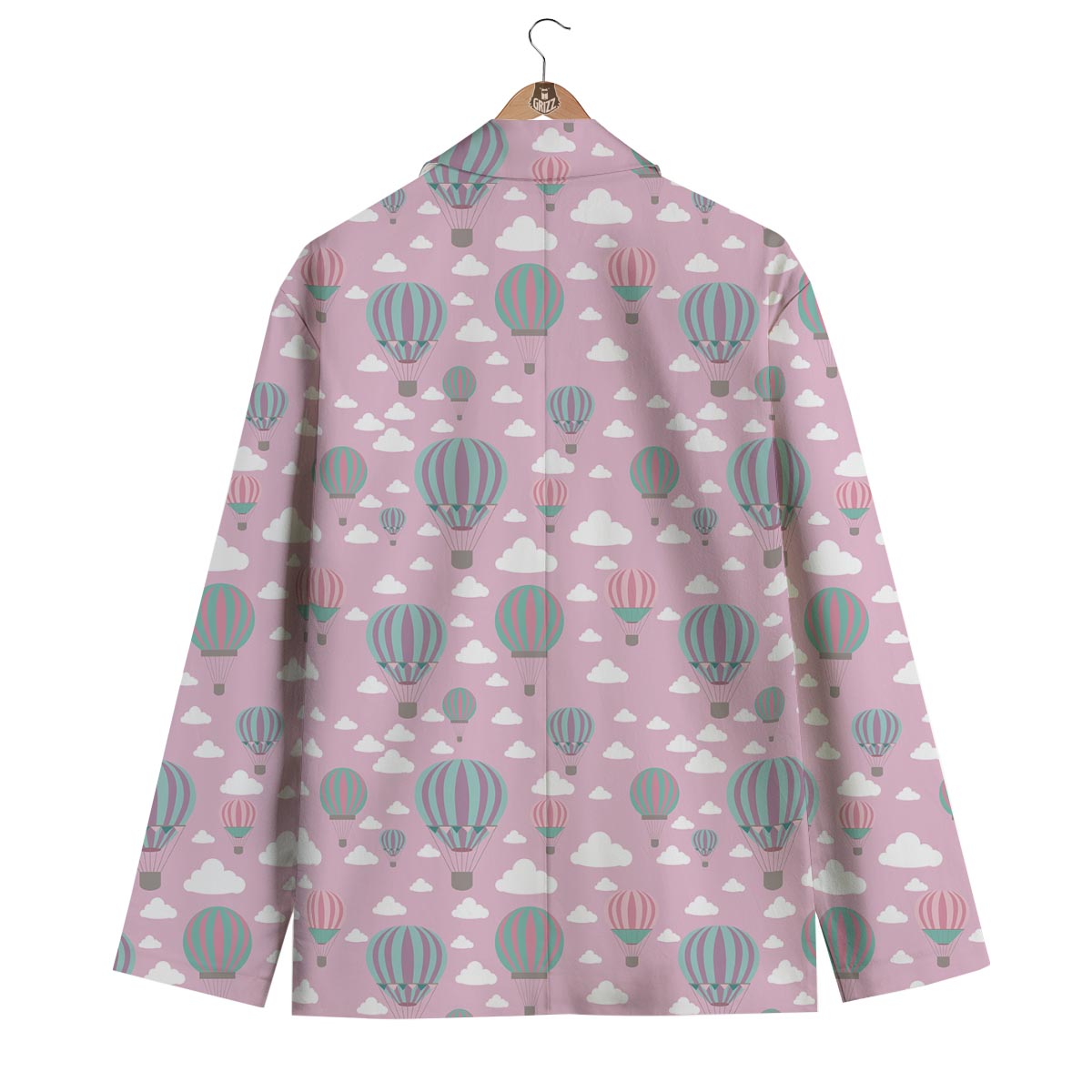 Pink Hot Air Balloon Pattern Print Men's Blazer-grizzshop
