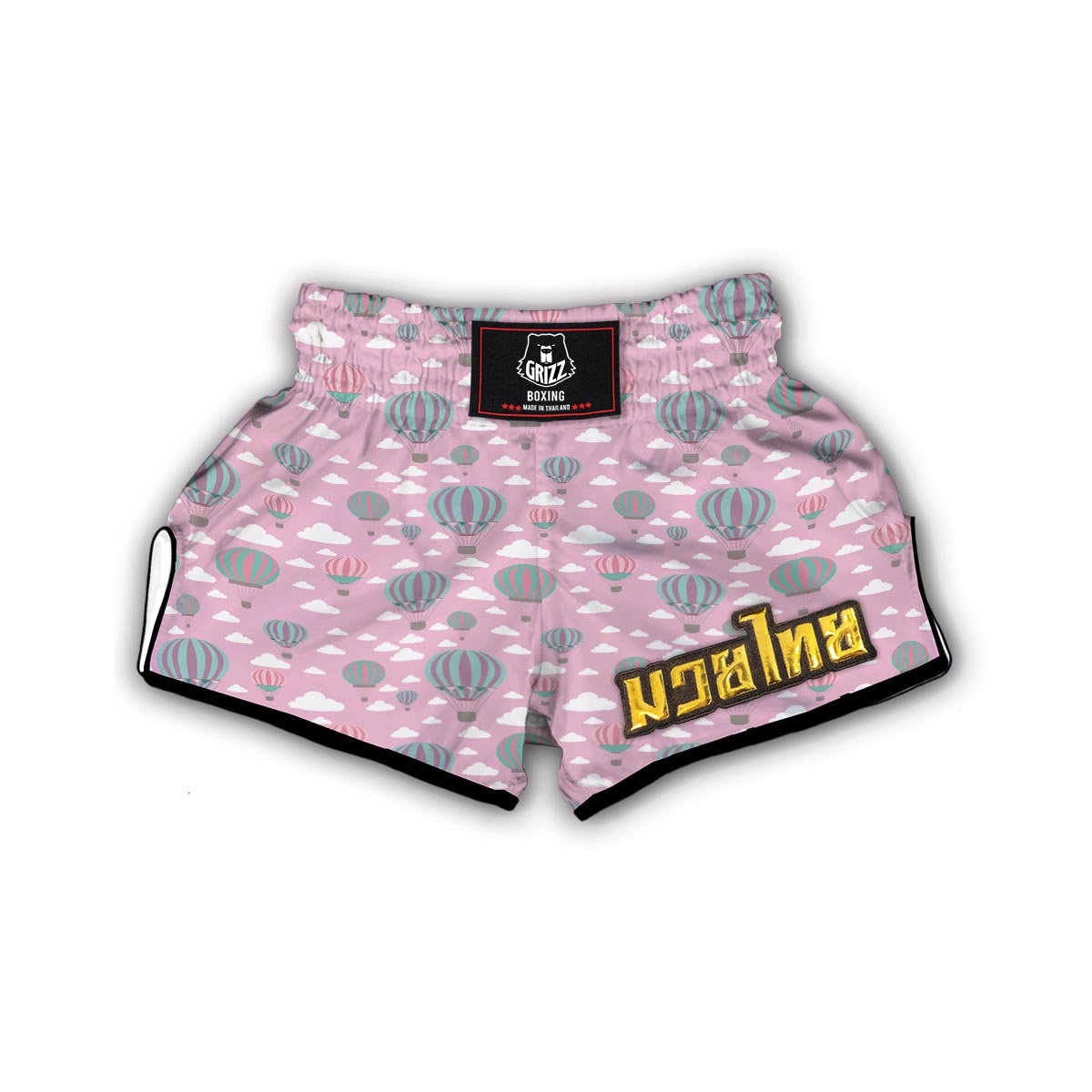Pink Hot Air Balloon Pattern Print Muay Thai Boxing Shorts-grizzshop