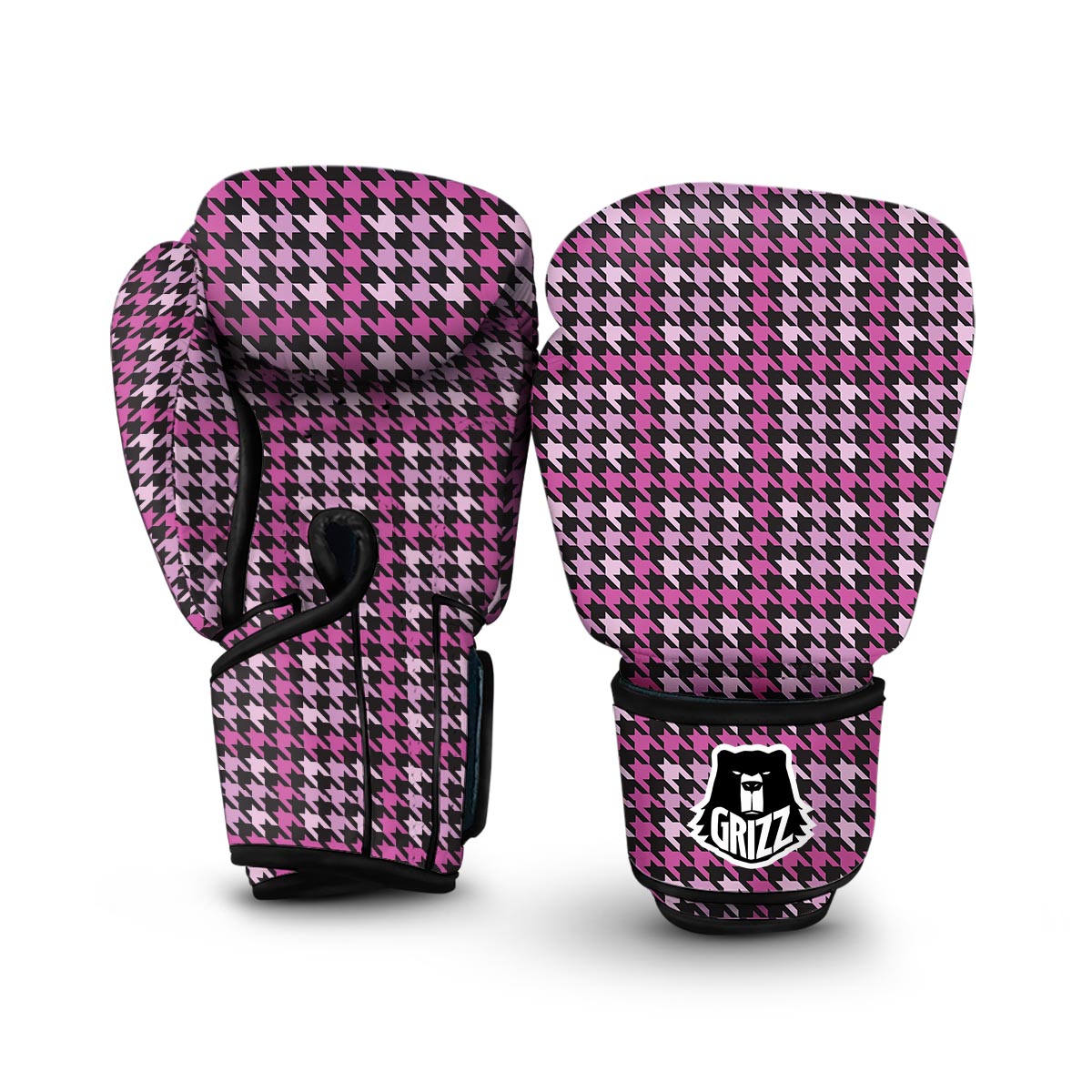 Pink Houndstooth Boxing Gloves-grizzshop