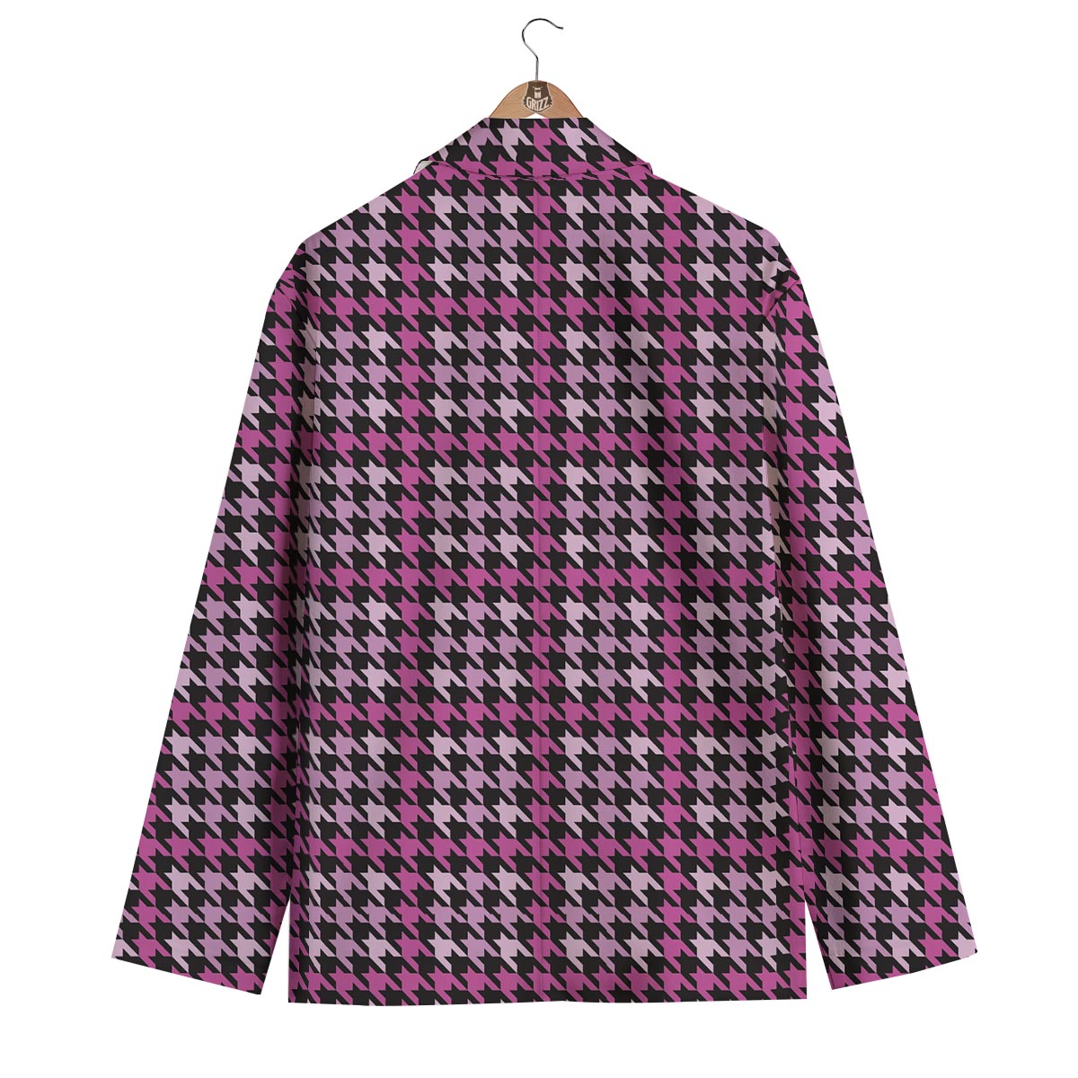 Pink Houndstooth Men's Blazer-grizzshop
