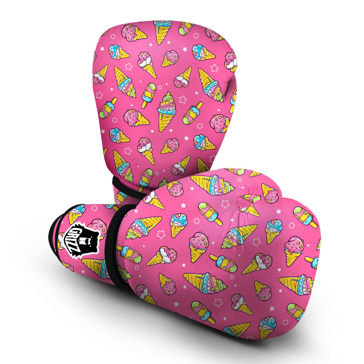 Pink Ice Cream Cone Pattern Print Boxing Gloves-grizzshop