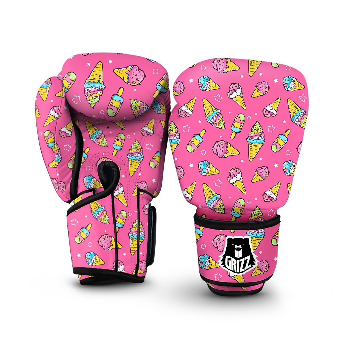 Pink Ice Cream Cone Pattern Print Boxing Gloves-grizzshop