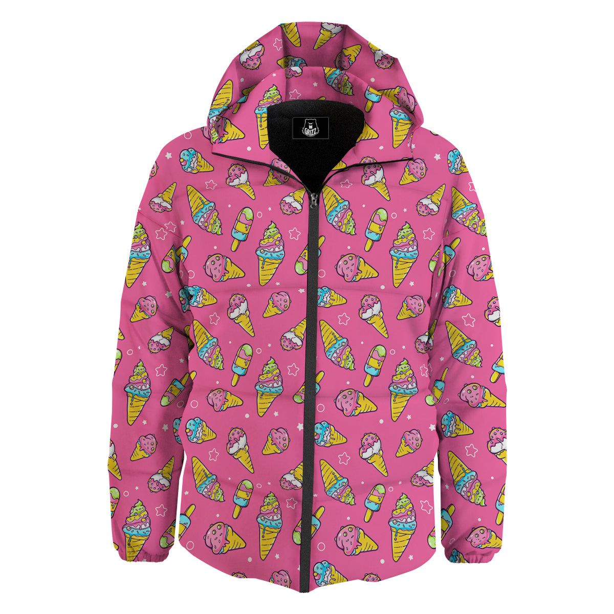 Pink Ice Creams Cute Print Pattern Down Jacket-grizzshop
