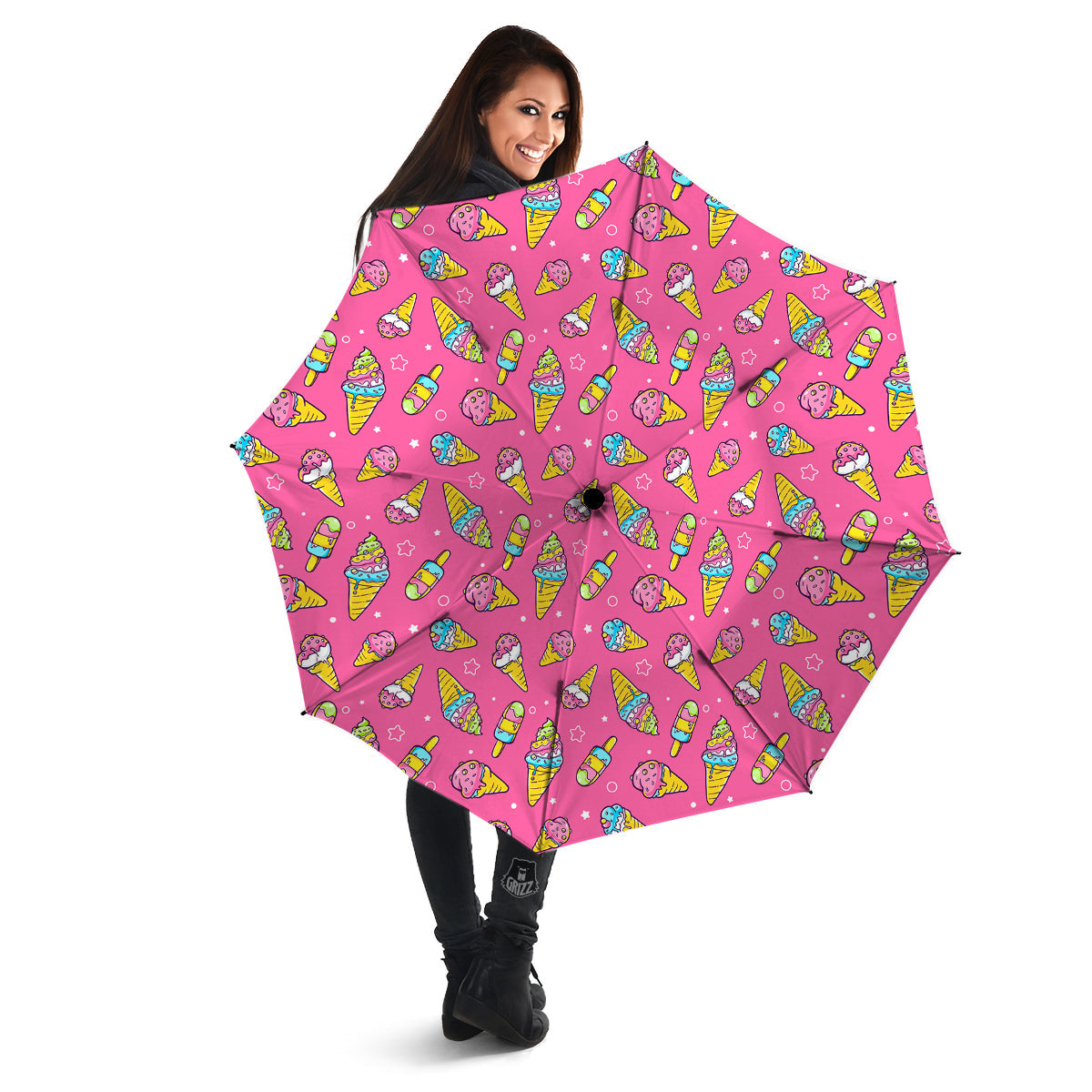 Pink Ice Creams Cute Print Pattern Umbrella-grizzshop