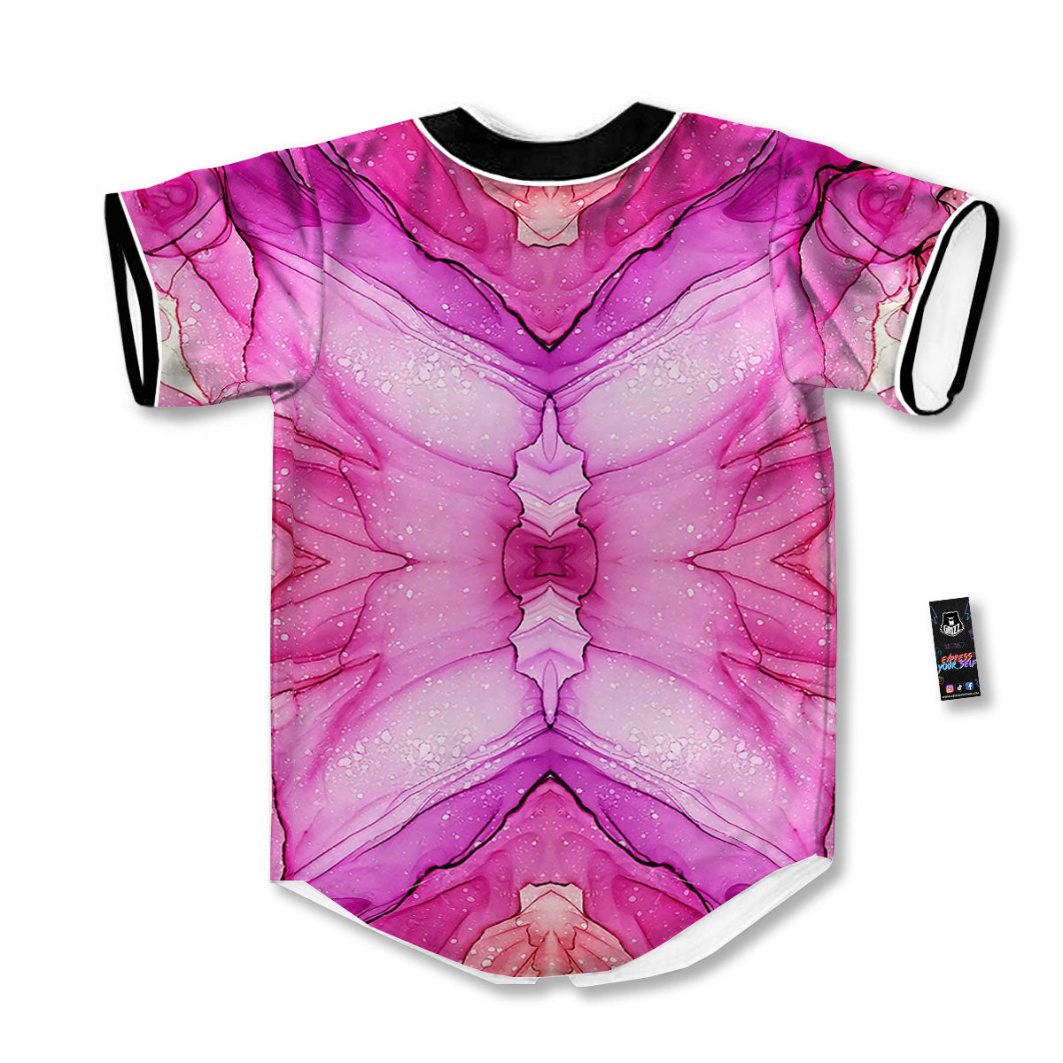 Pink Kaleidoscope Print Baseball Jersey-grizzshop