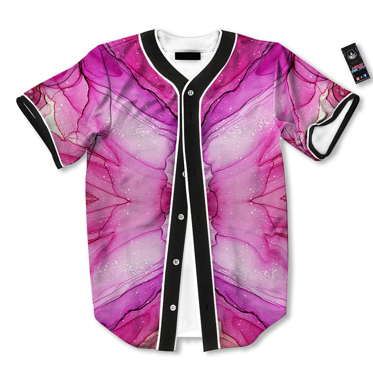 Pink Kaleidoscope Print Baseball Jersey-grizzshop