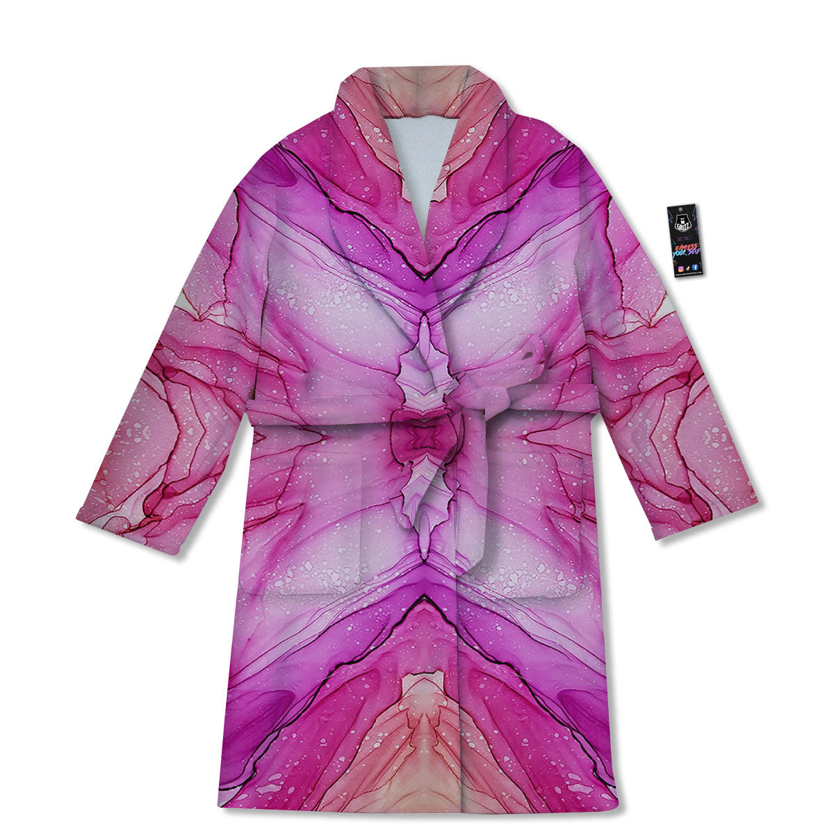 Pink Kaleidoscope Print Bathrobe-grizzshop