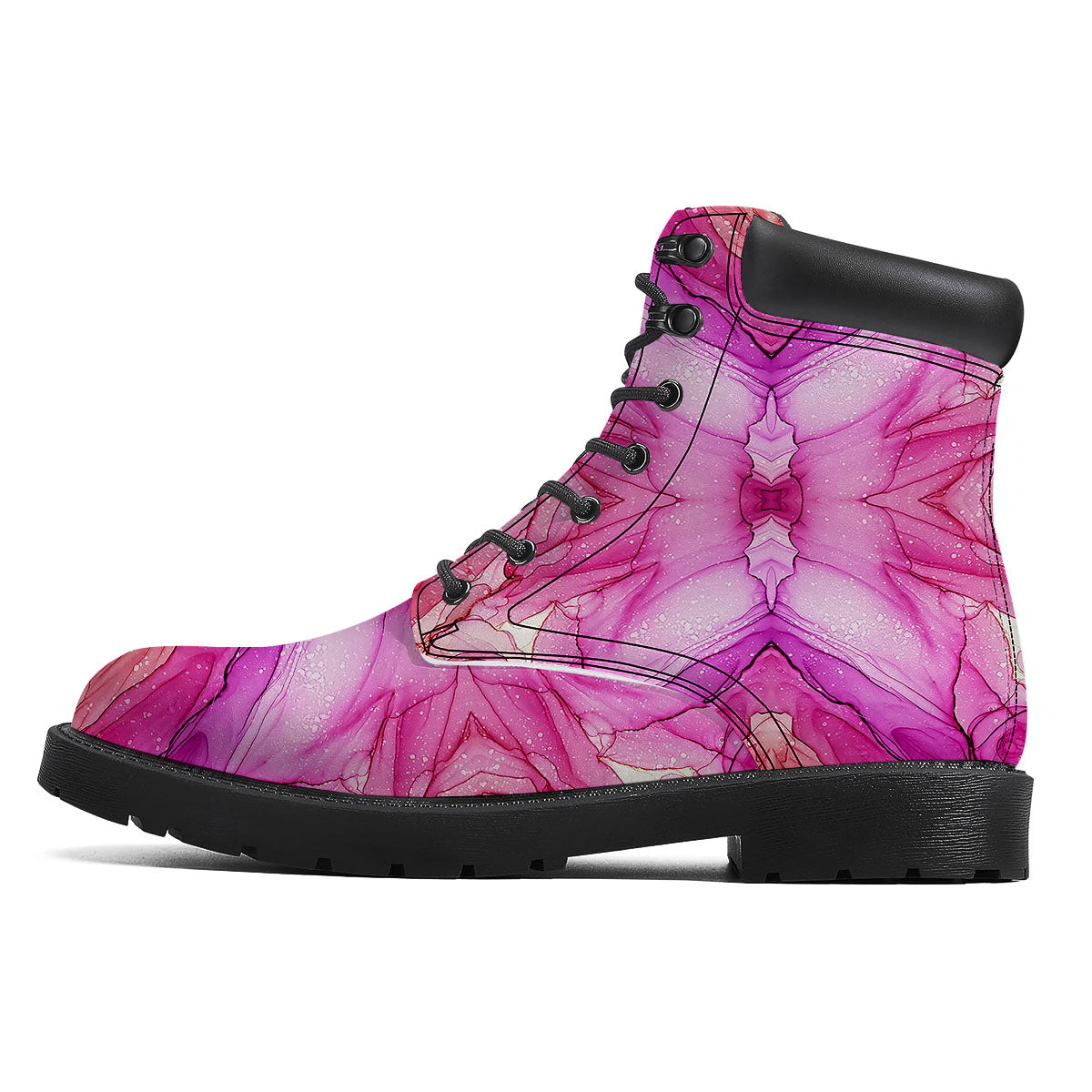 Pink Kaleidoscope Print Boots-grizzshop