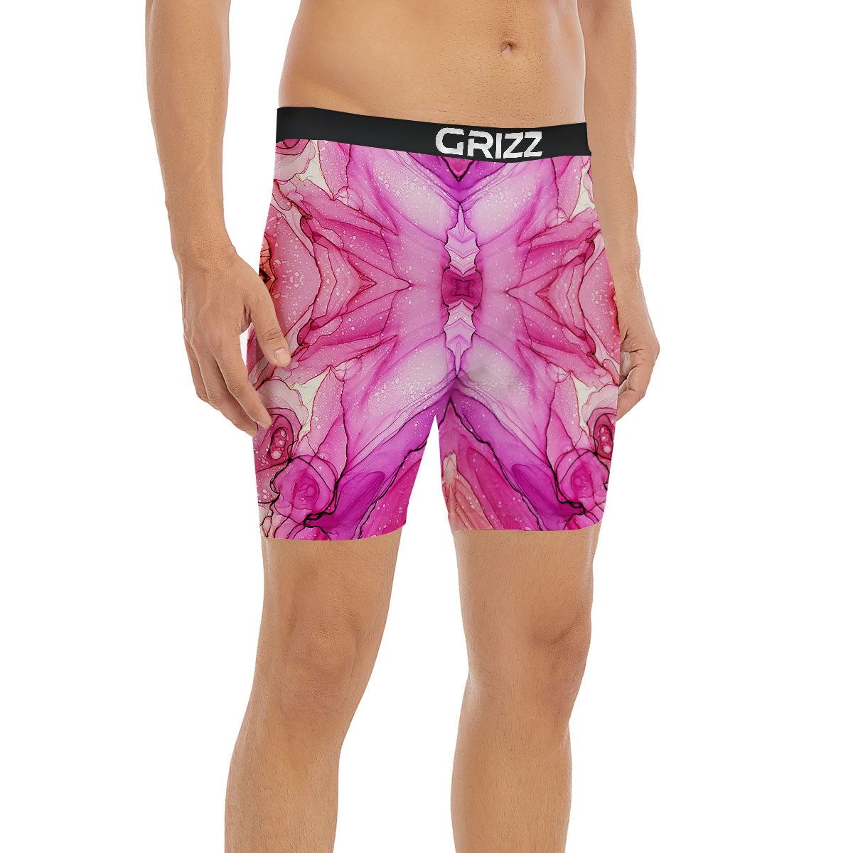 Pink Kaleidoscope Print Boxer Briefs-grizzshop