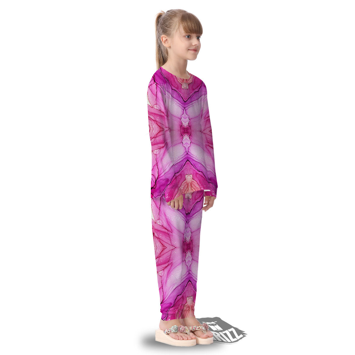Pink Kaleidoscope Print Kid's Pajamas-grizzshop