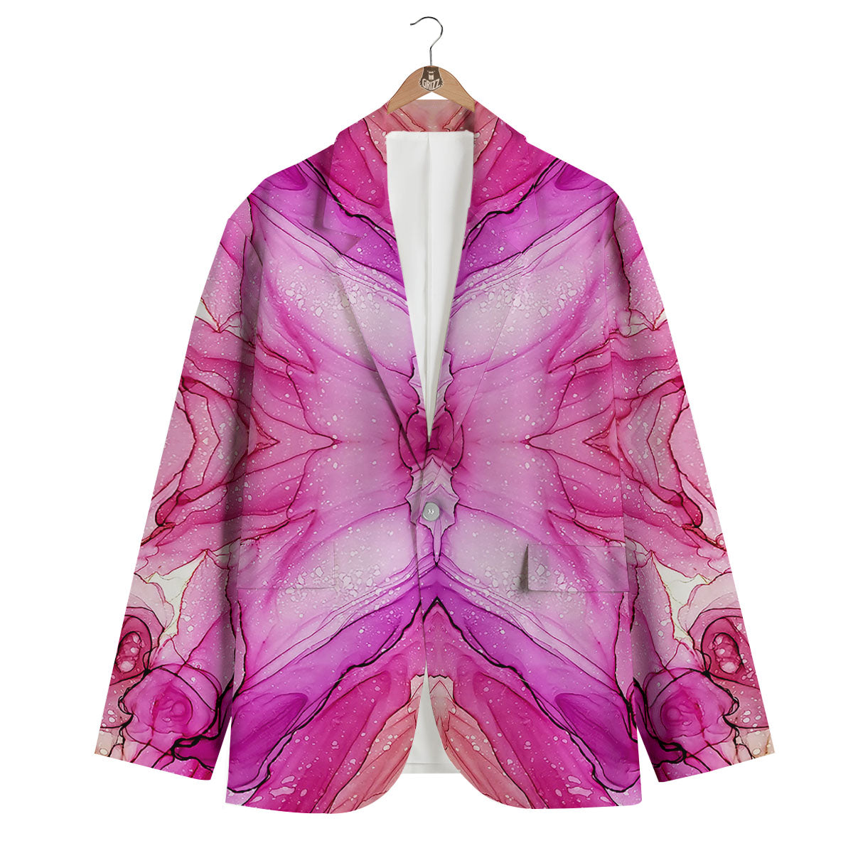Pink Kaleidoscope Print Men's Blazer-grizzshop