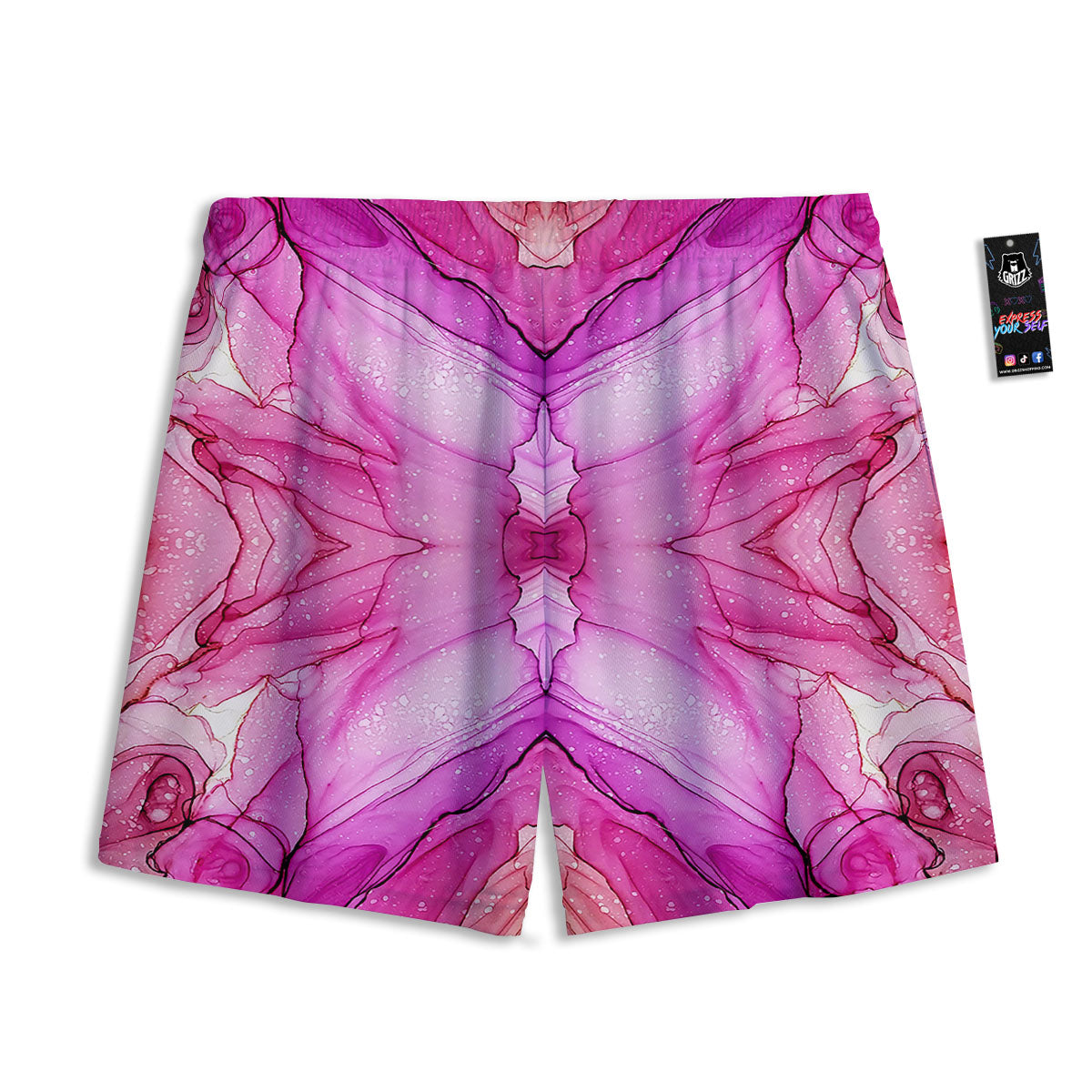 Pink Kaleidoscope Print Mesh Shorts