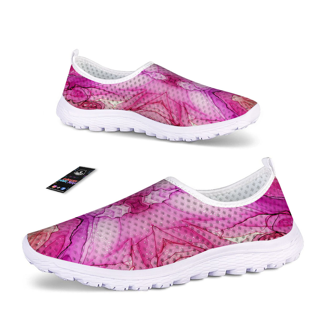 Pink Kaleidoscope Print Nurse Shoes-grizzshop
