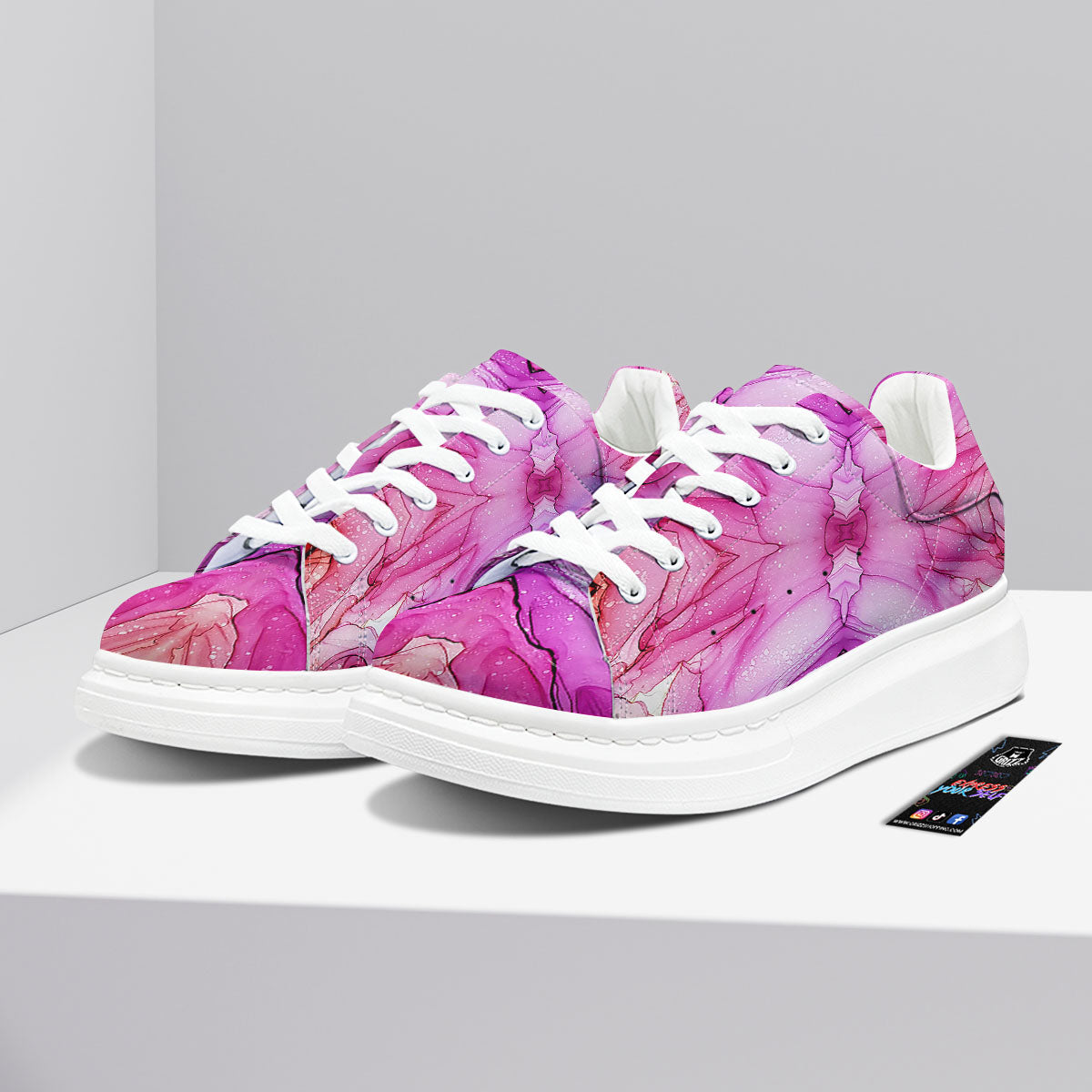 Pink Kaleidoscope Print Platform Shoes-grizzshop
