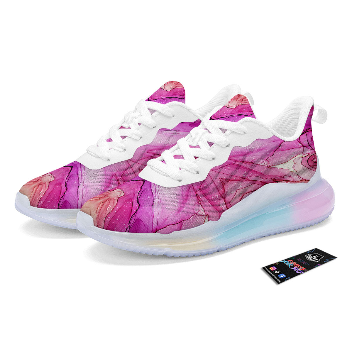 Pink Kaleidoscope Print Running Sneakers-grizzshop