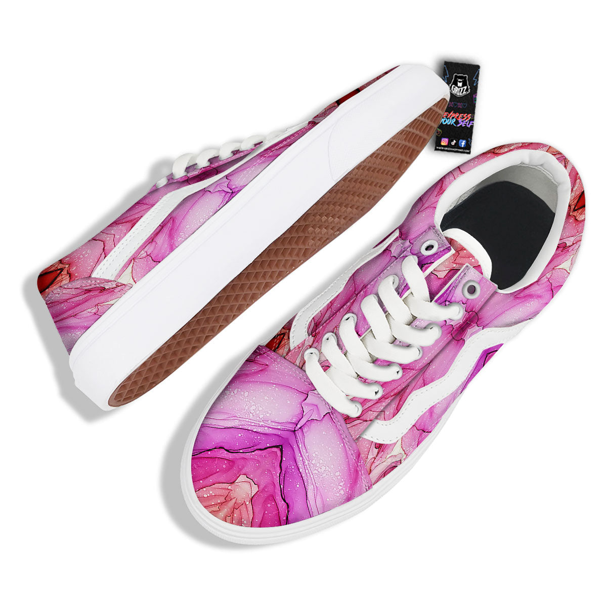 Pink Kaleidoscope Print Skate Shoes-grizzshop