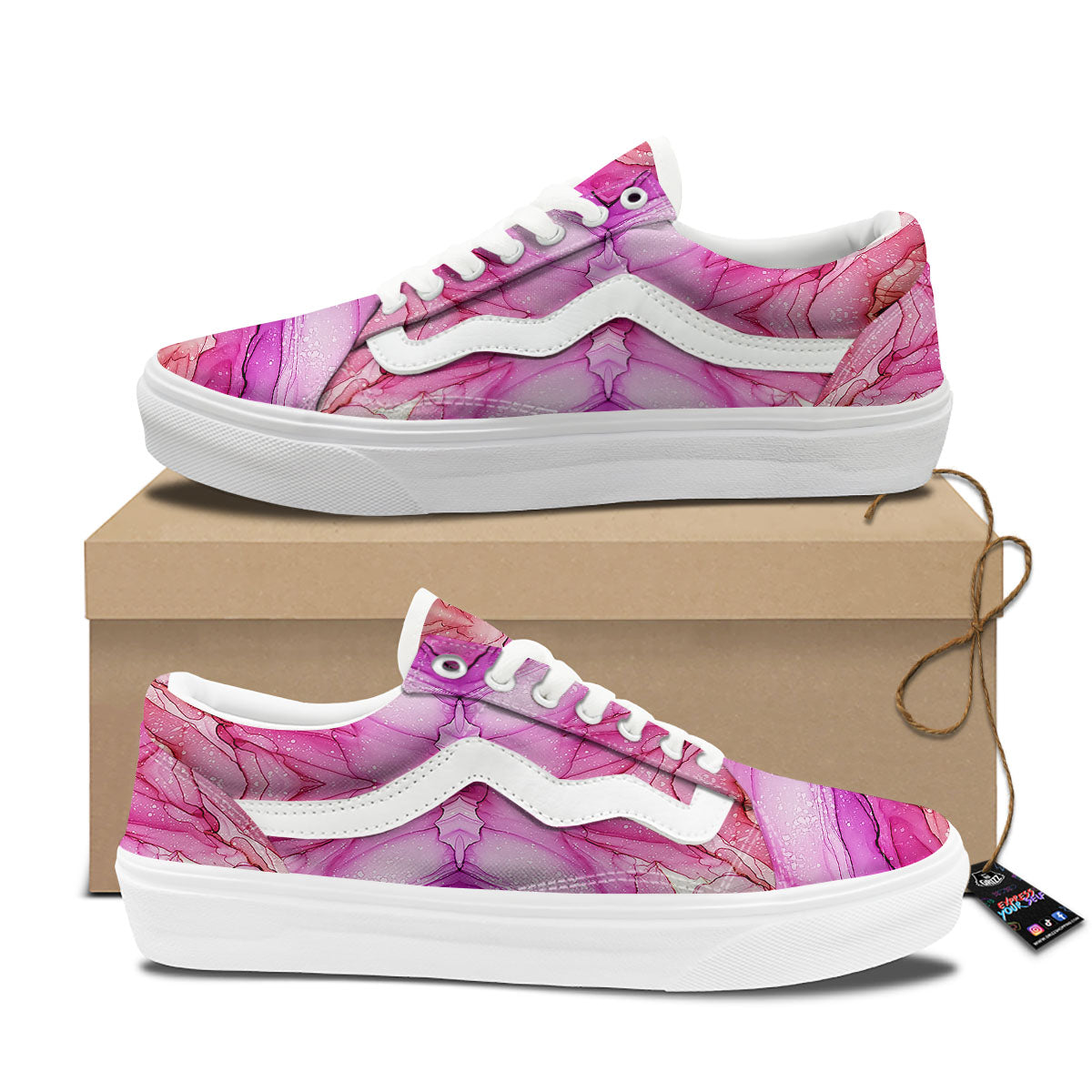 Pink Kaleidoscope Print Skate Shoes-grizzshop