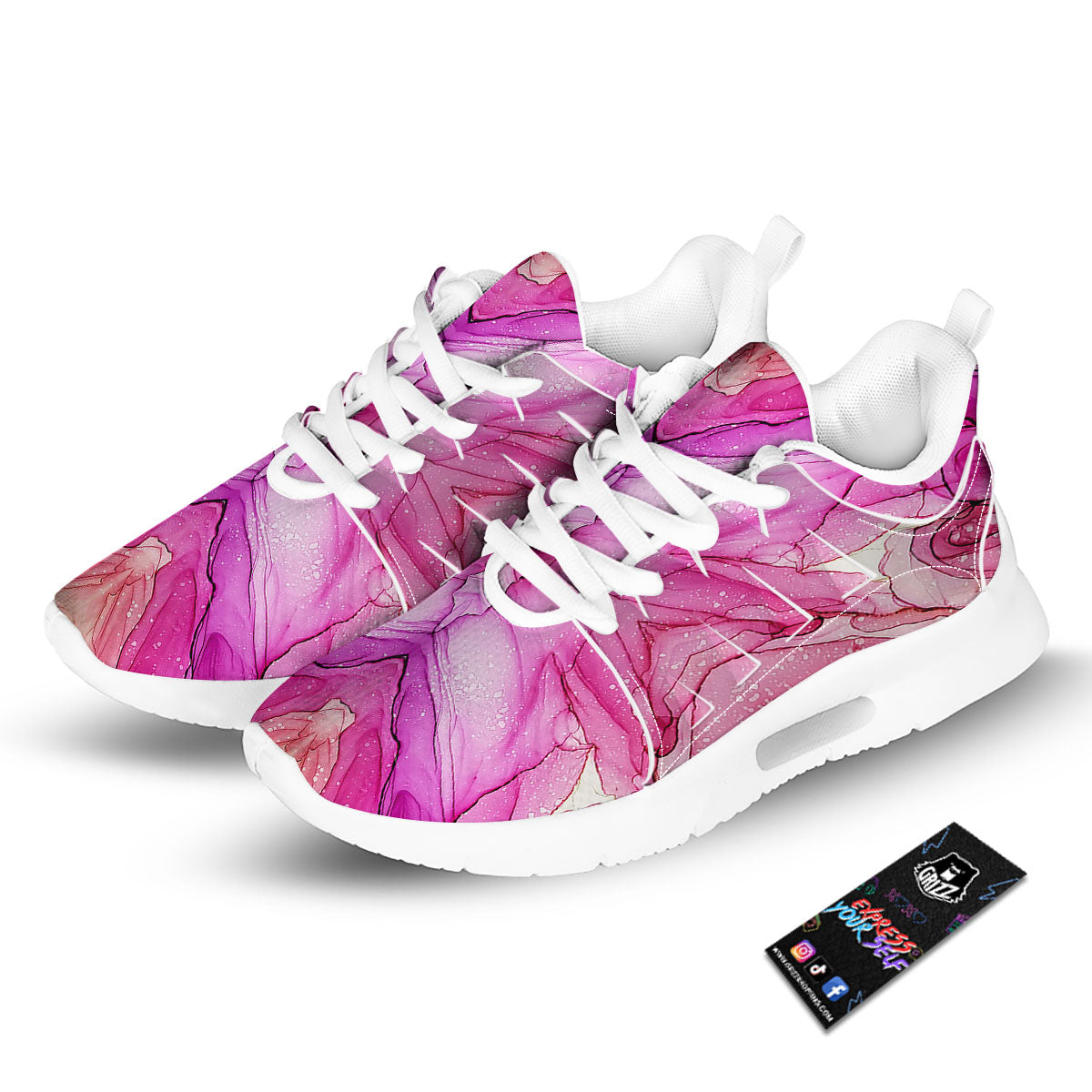 Pink Kaleidoscope Print Tennis Shoes-grizzshop