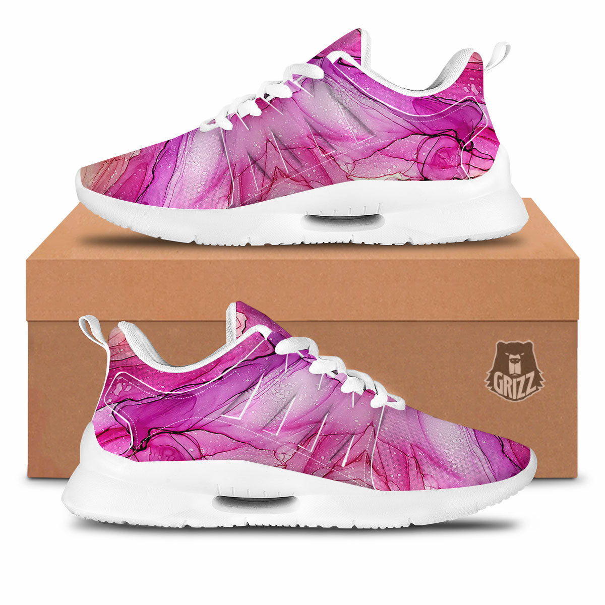 Pink Kaleidoscope Print Tennis Shoes-grizzshop
