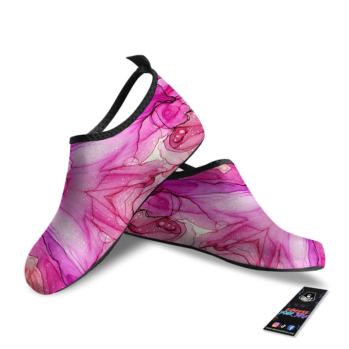 Pink Kaleidoscope Print Water Shoes-grizzshop