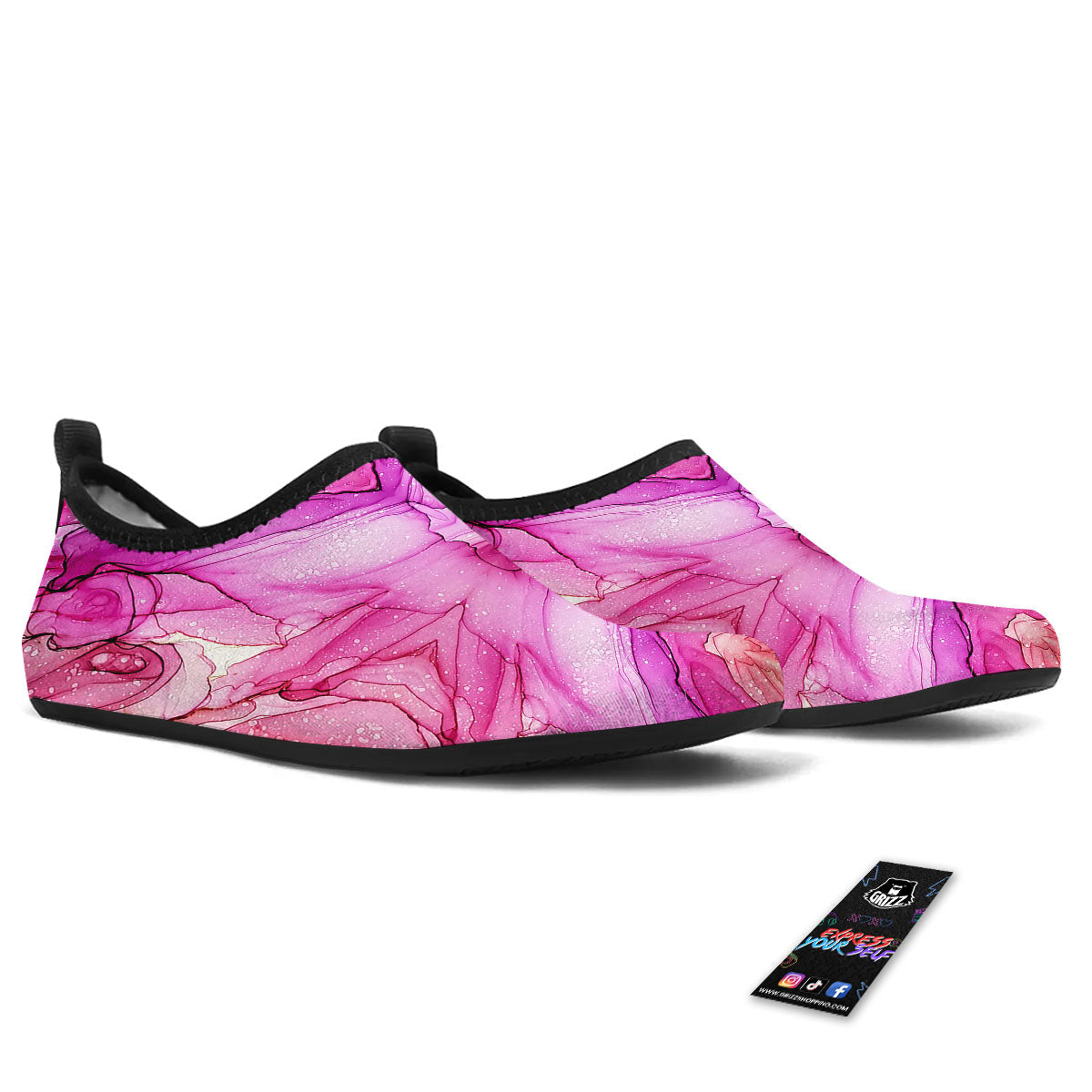 Pink Kaleidoscope Print Water Shoes-grizzshop
