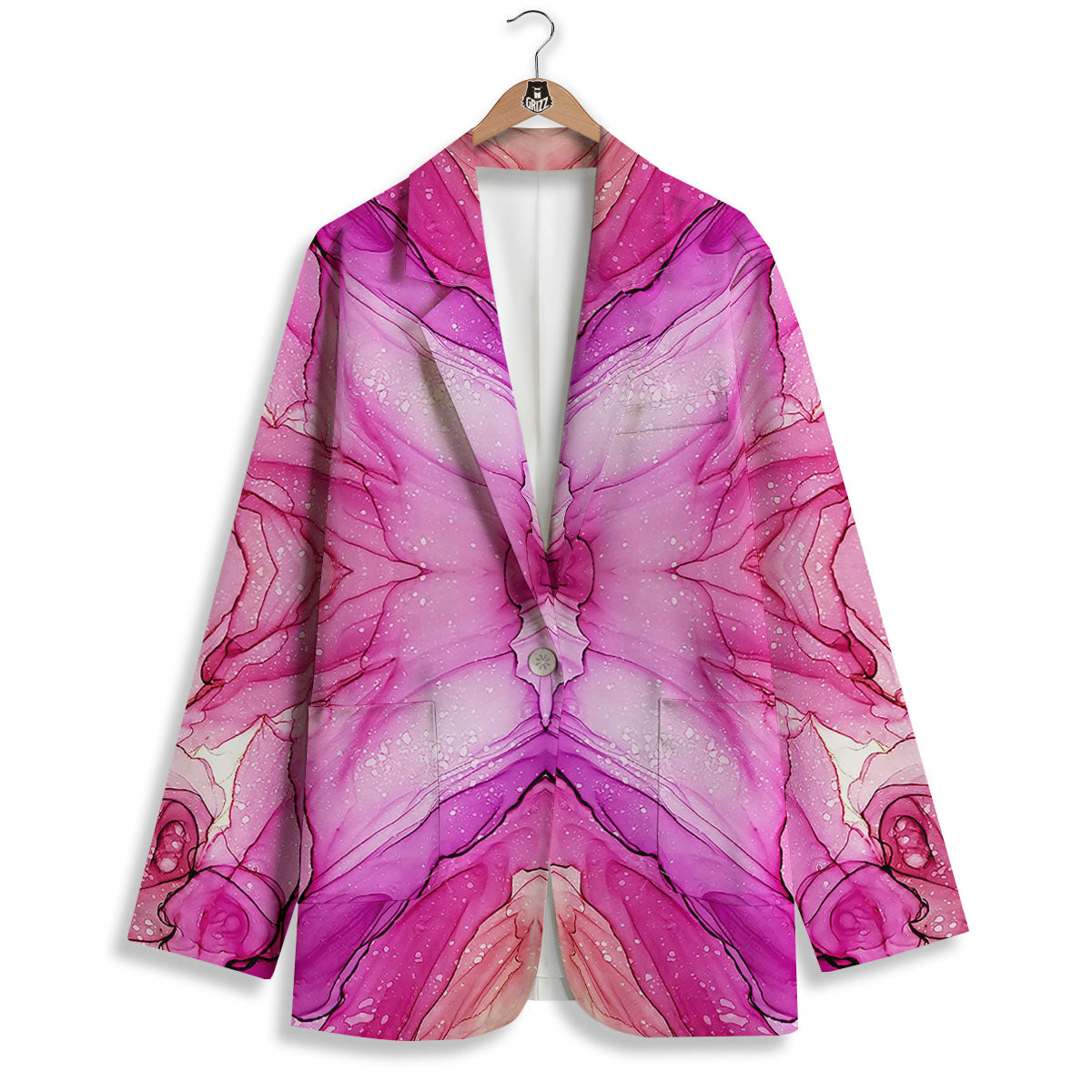 Pink Kaleidoscope Print Women's Blazer-grizzshop