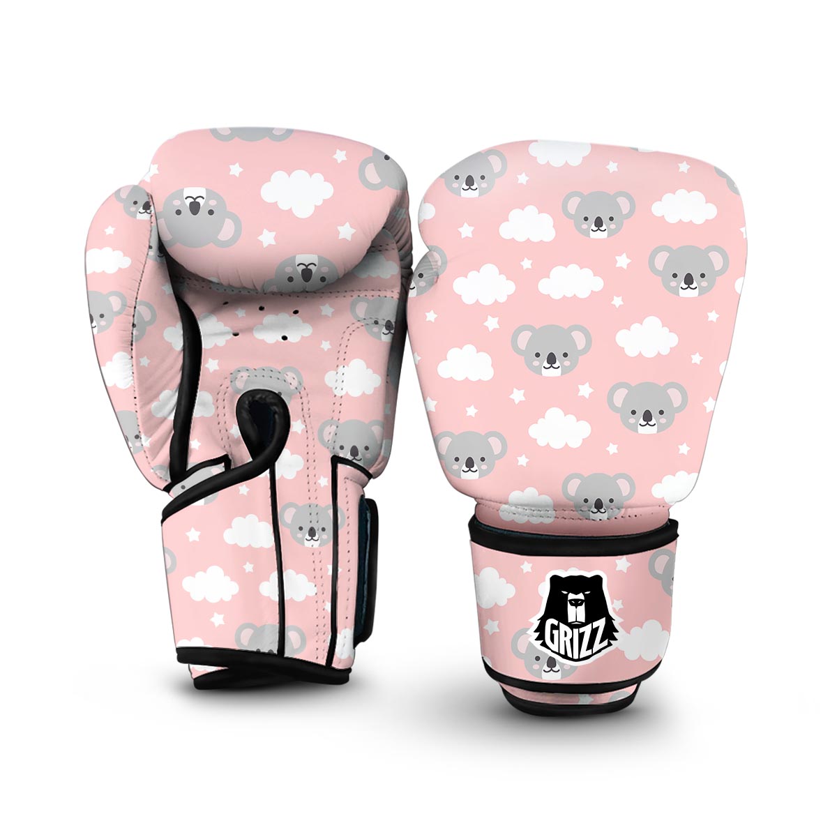 Pink Koala Pattern Print Boxing Gloves-grizzshop