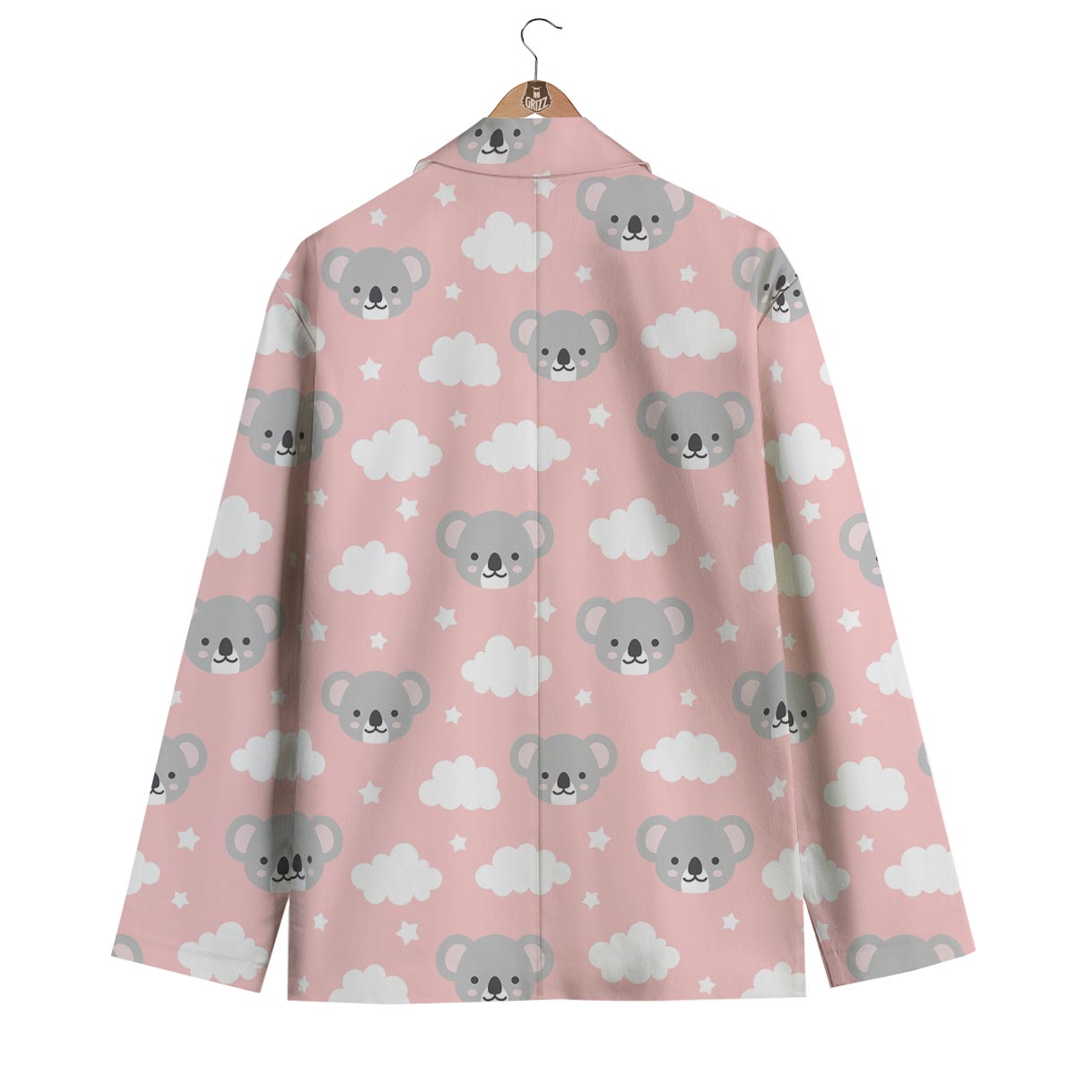 Pink Koala Pattern Print Men's Blazer-grizzshop