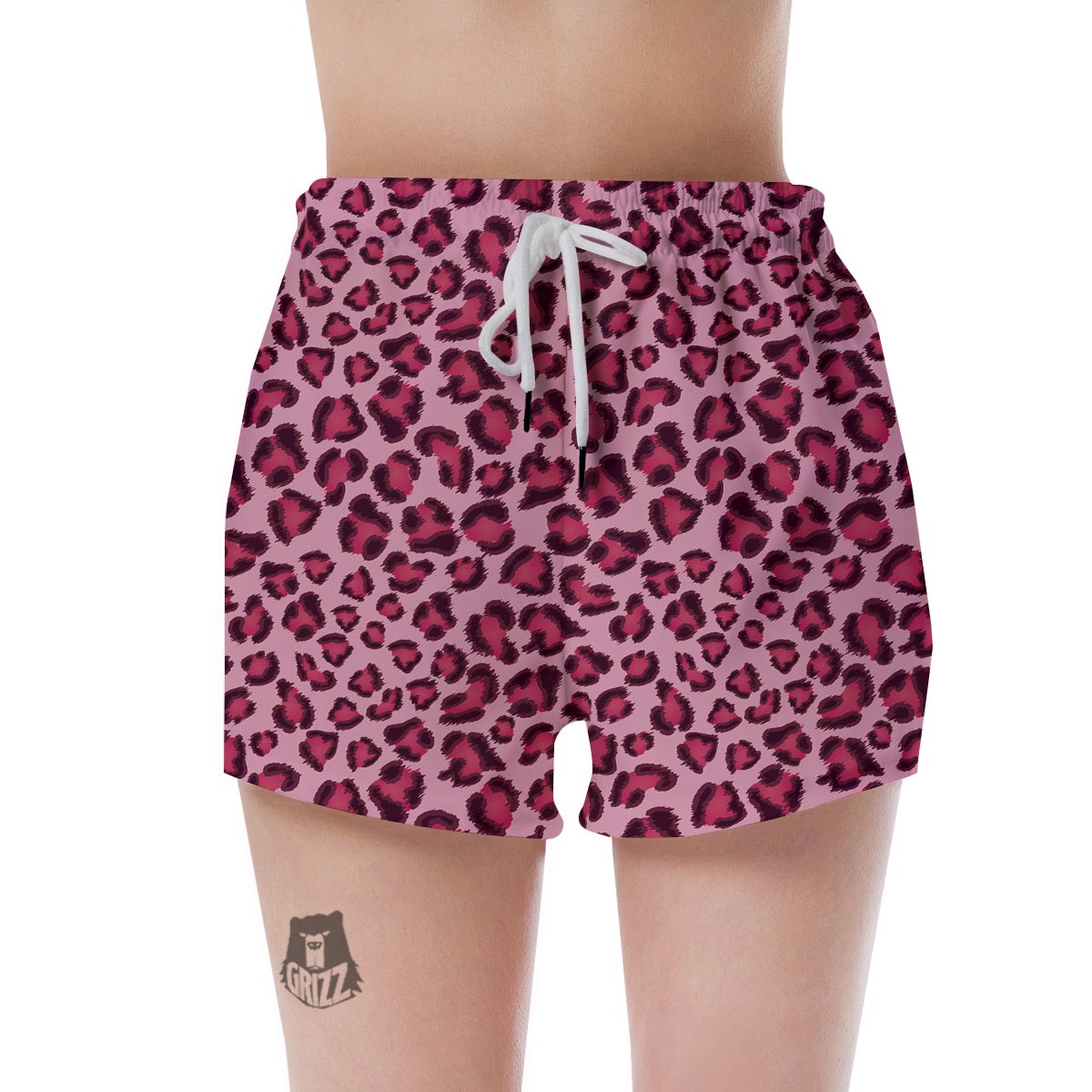 Pink Leopard Print Women's Shorts-grizzshop