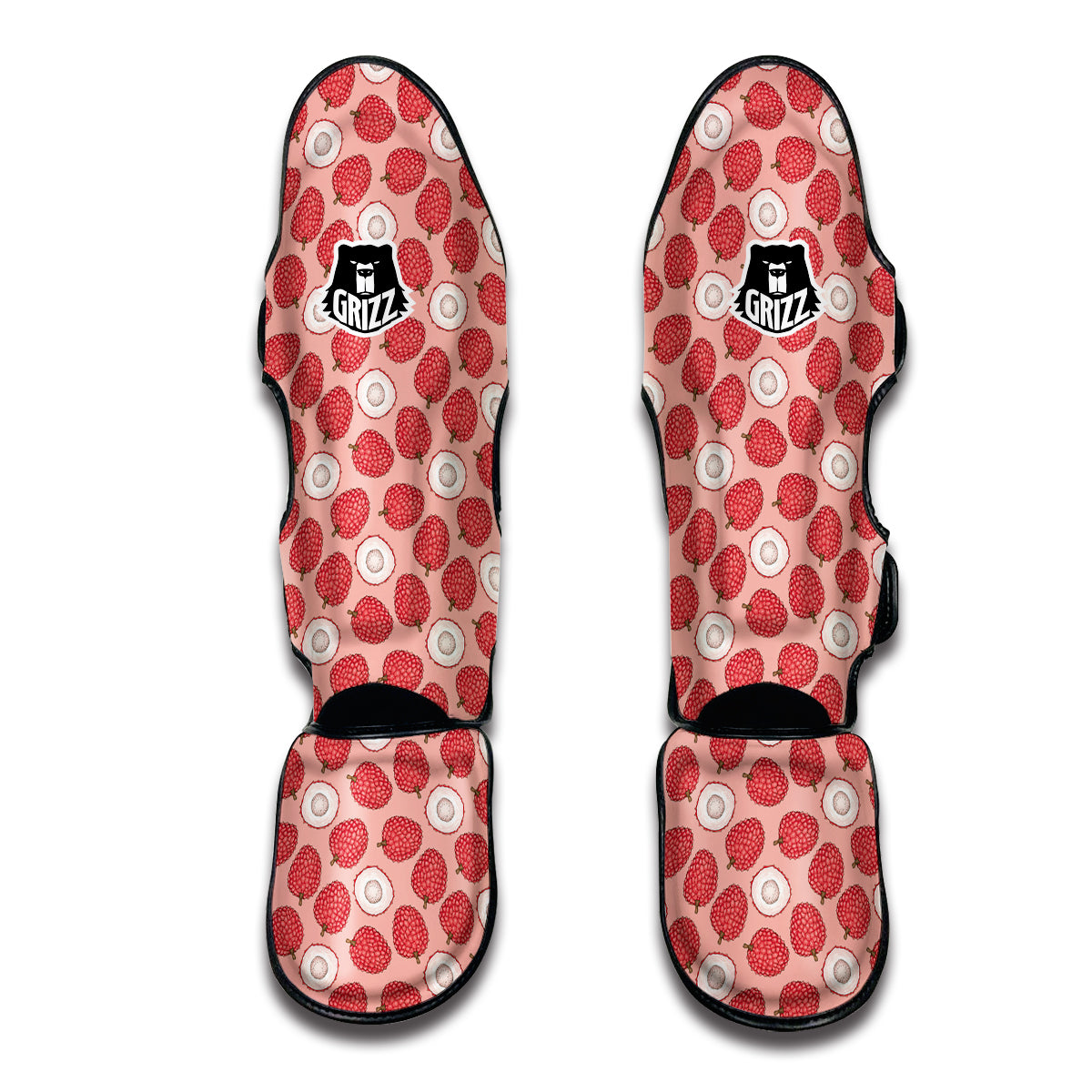 Pink Lychee Vintage Print Pattern Muay Thai Shin Guards-grizzshop