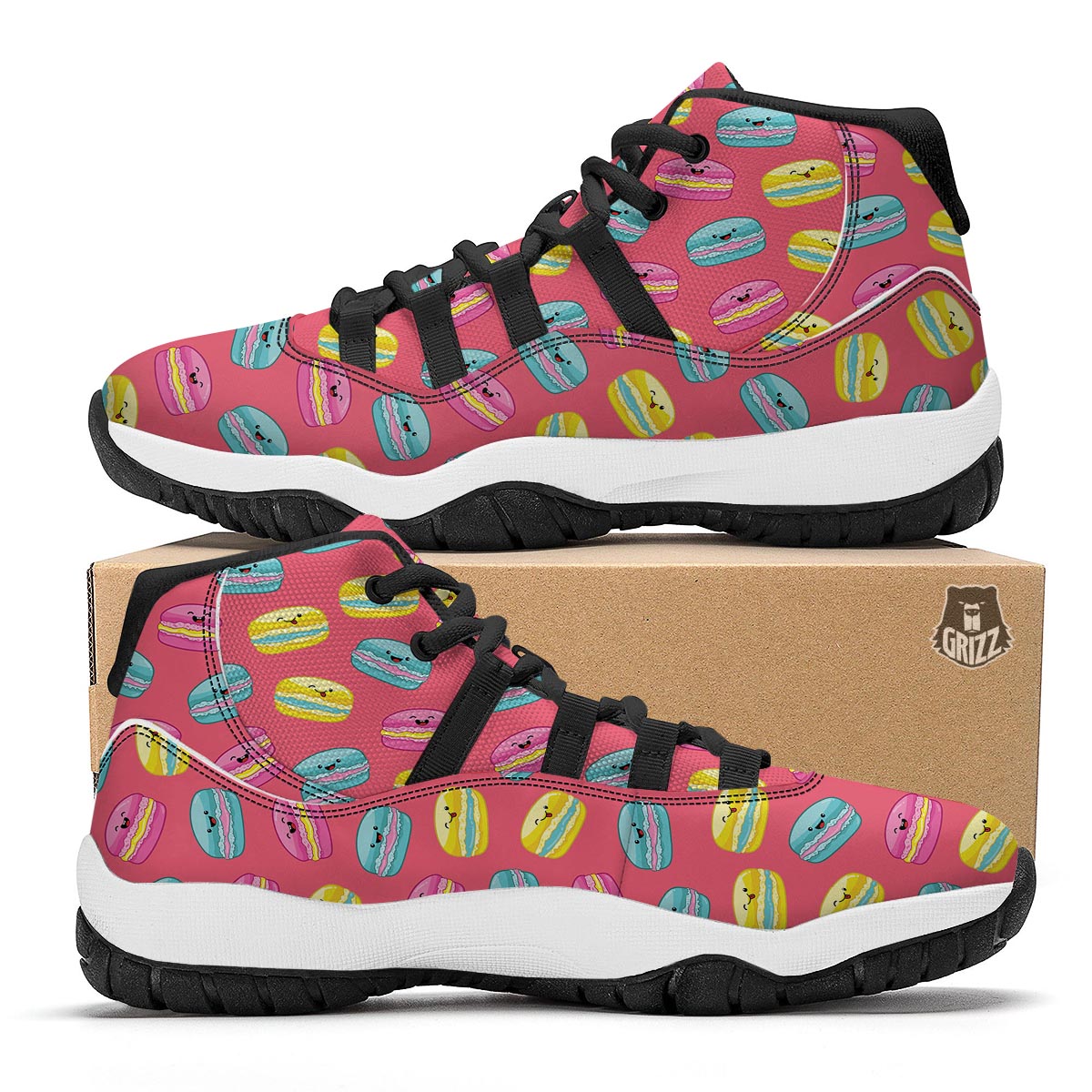 Pink Macaron Black Bball Shoes-grizzshop