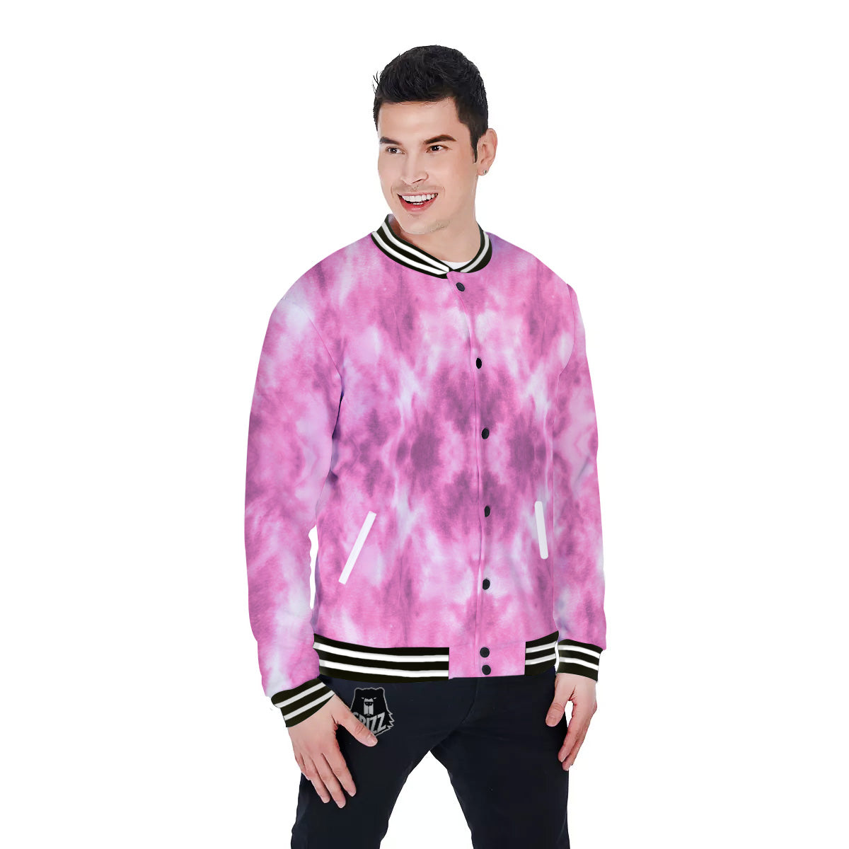 Pink Magenta Acrylic Print Pattern Baseball Jacket-grizzshop