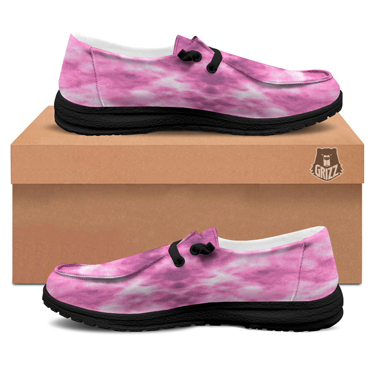 Pink Magenta Acrylic Print Pattern Black Loafers-grizzshop