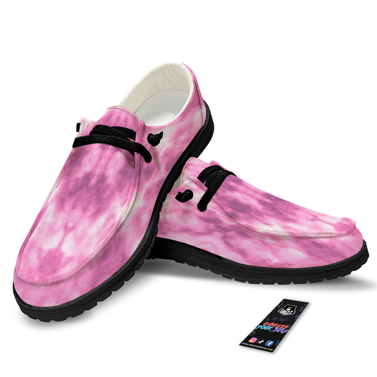 Pink Magenta Acrylic Print Pattern Black Loafers-grizzshop
