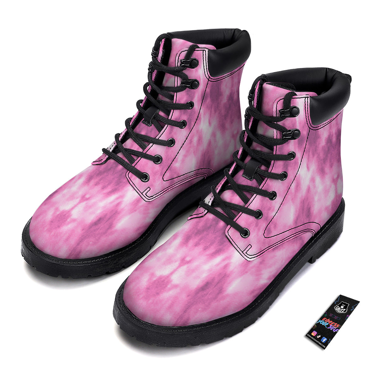 Pink Magenta Acrylic Print Pattern Boots-grizzshop