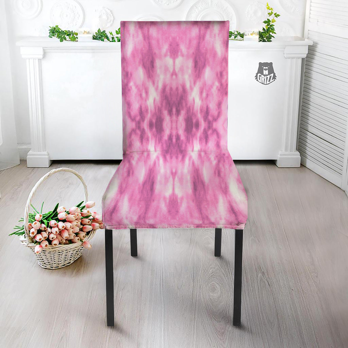 Pink Magenta Acrylic Print Pattern Dining Chair Slipcover-grizzshop