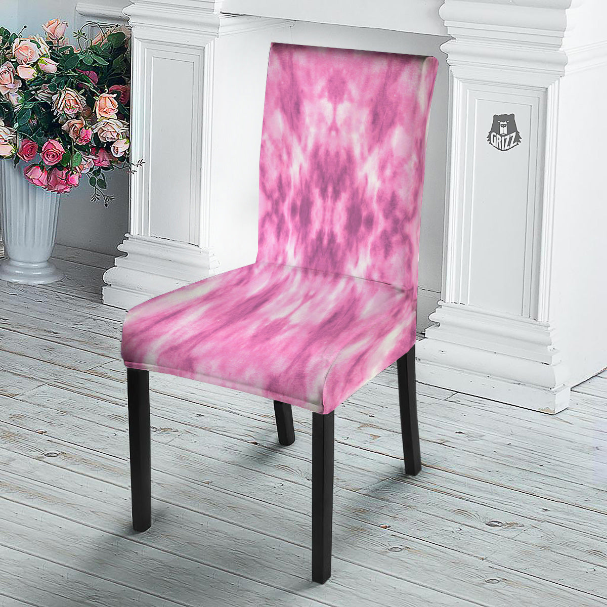 Pink Magenta Acrylic Print Pattern Dining Chair Slipcover-grizzshop