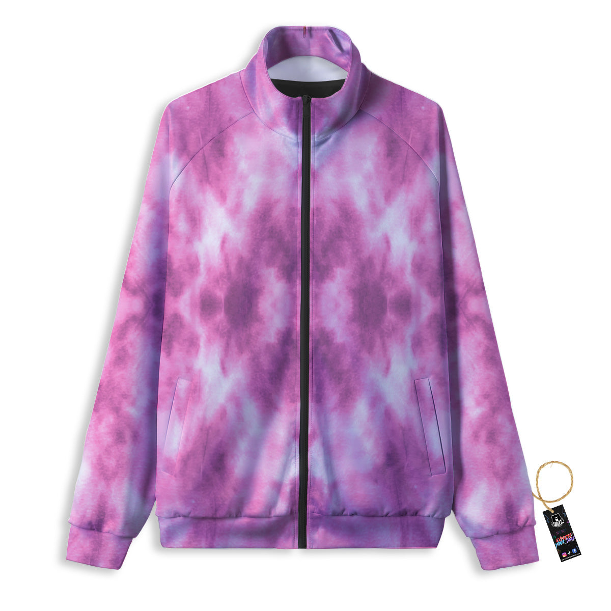 Pink Magenta Acrylic Print Pattern Track Jacket-grizzshop