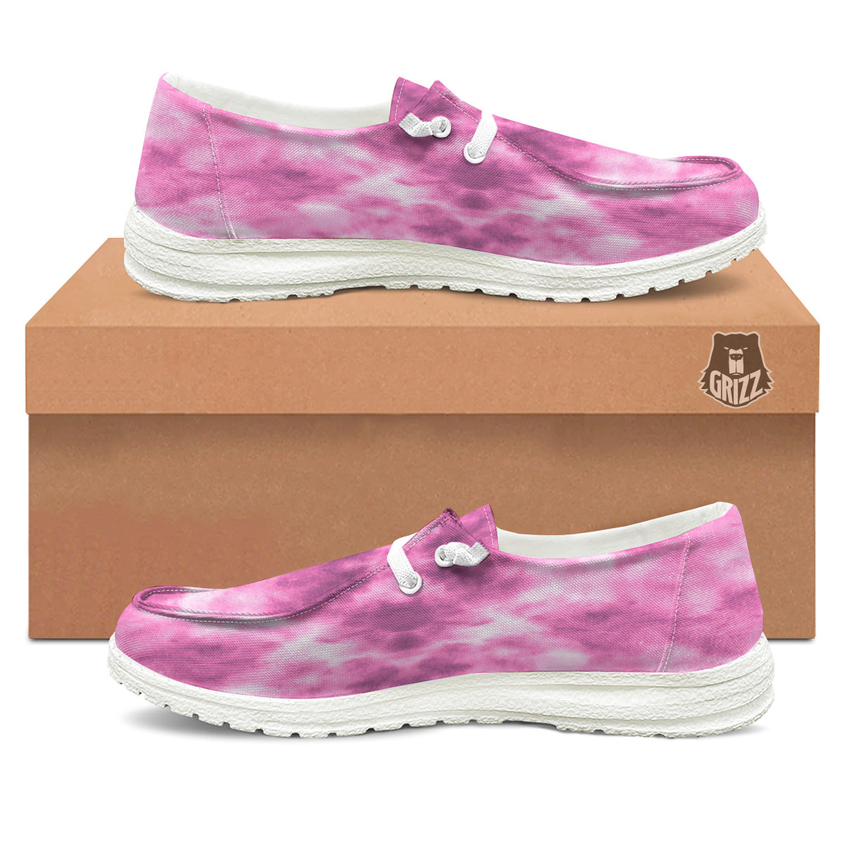 Pink Magenta Acrylic Print Pattern White Loafers-grizzshop