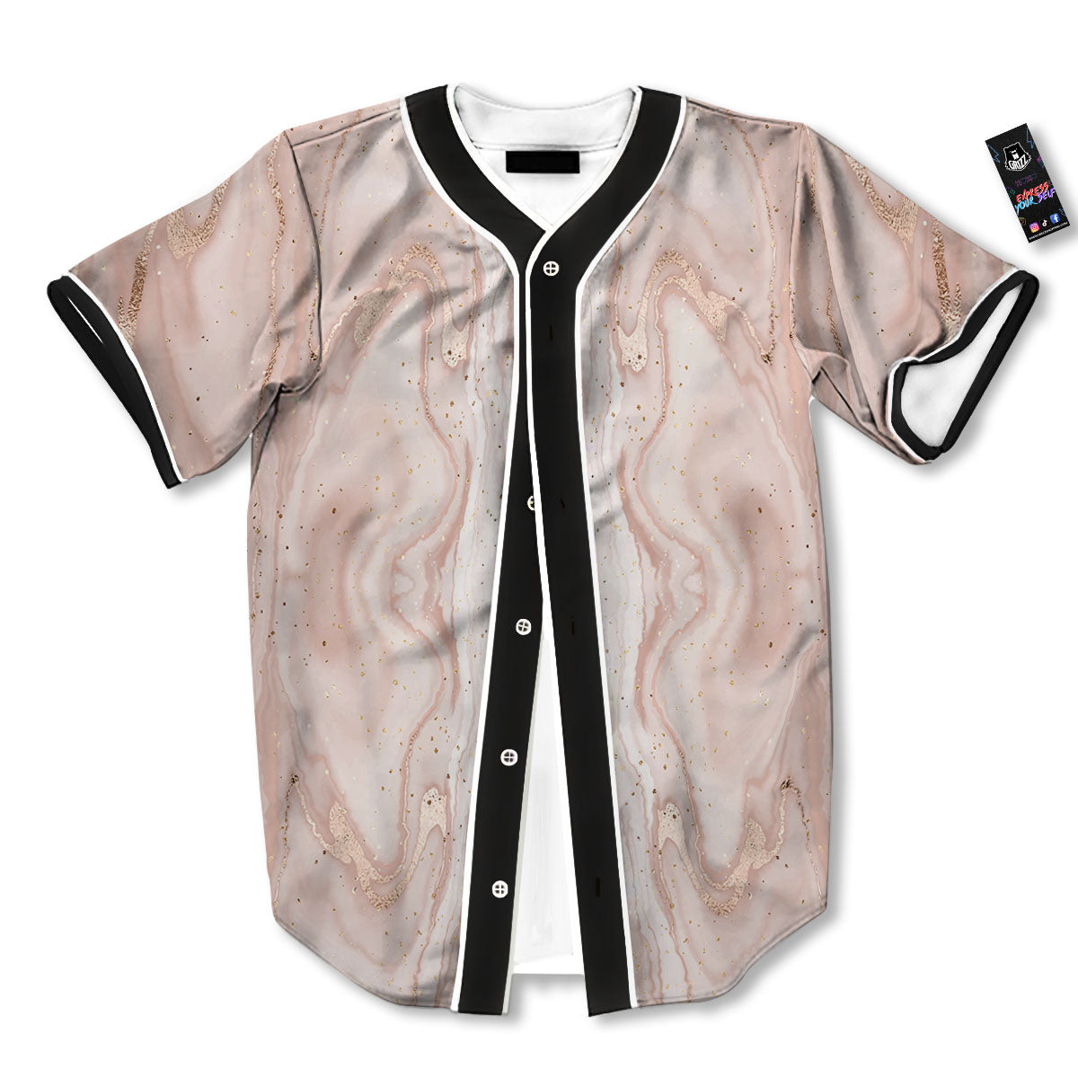 Pink Marble Print Pattern Baseball Jersey-grizzshop