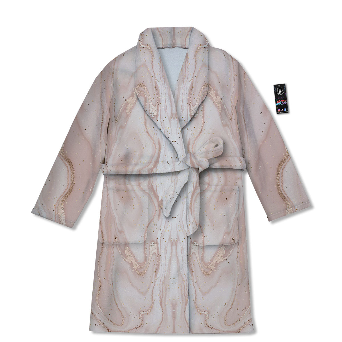 Pink Marble Print Pattern Bathrobe-grizzshop